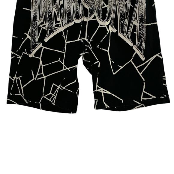 Persona S Mens Cracked Glass Black White Pull On Sweat Shorts Y2K 90s Grunge - Picture 4 of 8